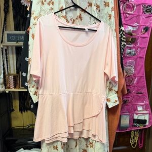 Isaac Mizrahi Light Pink Short Sleeve Top